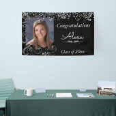 Mooi, Afstuderen, Silver Glitter en Confetti Spandoek (Beurs)