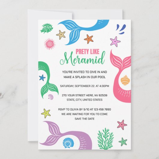 Mooi als een Zeemeermin Afscheidscadeau voor de Br Kaart (Voorkant)