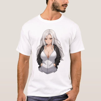 Mooi anime meisje met een hoodie t-shirt