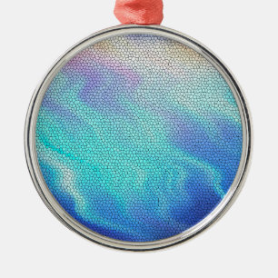 Mooi aqua blauw paarse pastel mozaïektegels metalen ornament