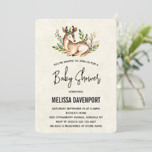 Mooi Aquarel Hert Liggend Baby Shower Kaart
