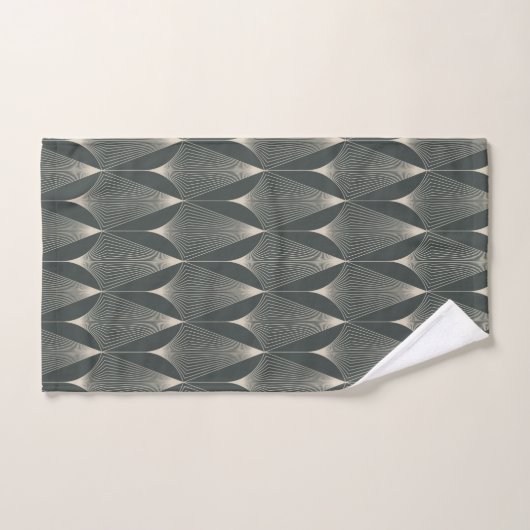 Mooi, art deco, patroon, grijs, beige, 1920,retro, handdoek (Handdoek)
