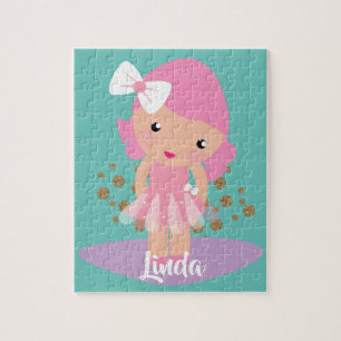 Mooi Ballerina Meisje Nep Glitters Teken Legpuzzel