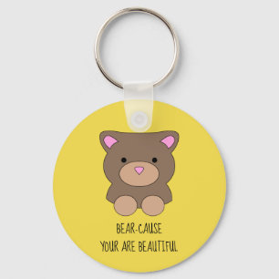 Mooi Beer Gele Cute Funny Sleutelhanger