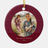 Mooi Berry Geometric Pattern Foto Kerstmis Keramisch Ornament (Voorkant)