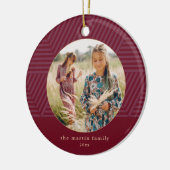 Mooi Berry Geometric Pattern Foto Kerstmis Keramisch Ornament (Links)