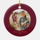 Mooi Berry Geometric Pattern Foto Kerstmis Keramisch Ornament (Achterkant)