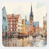 Mooi beschilderd München Vierkante Sticker (Voorkant)