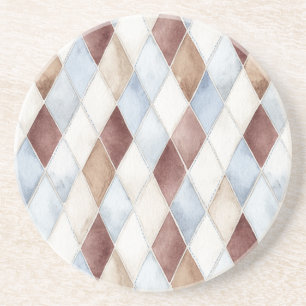 Mooi Blauw Crème Tannine Bruine Diamanten Zandsteen Onderzetter
