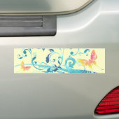 Mooi  blauw design met Butterflies Bumpersticker (Op auto)