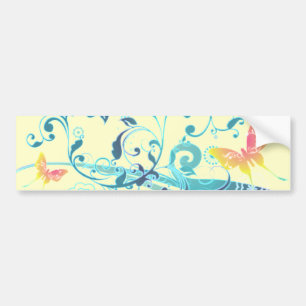 Mooi blauw design met Butterflies Bumpersticker
