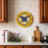 💛 🤍 mooi blauw en geel Azulejos Ronde Klok