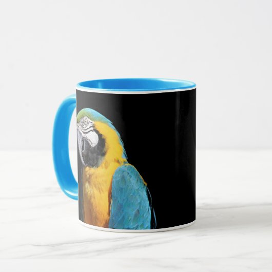 Mooi blauw en Gold Macaw Mok (Voorkant links)