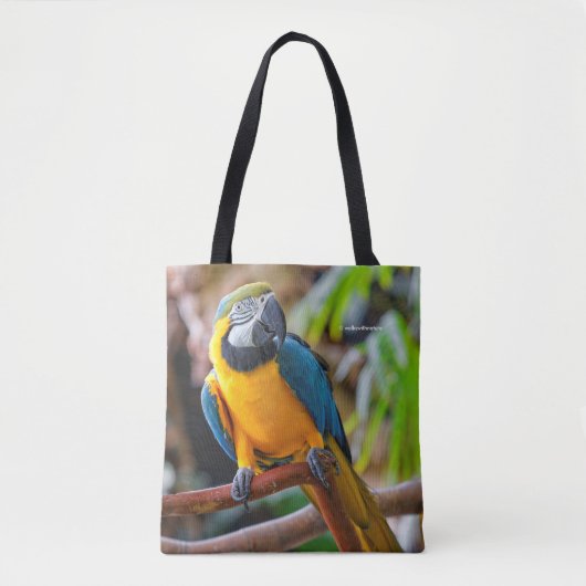 Mooi blauw en Gold Macaw Tote Bag (Voorkant)