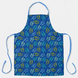 Mooi blauw en groen bladpatroon schort