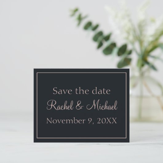 Mooi blauw en roze Save the Date (Staand voorkant)