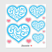 Mooi blauw en wit sierhart CC1129 Sticker (Vel)