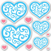 Mooi blauw en wit sierhart CC1129 Sticker (Voorkant)
