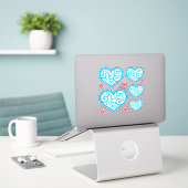 Mooi blauw en wit sierhart CC1129 Sticker (Laptop op bureau)