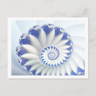 Mooi blauw en wit Zee Shell Fine Fractal Art Briefkaart