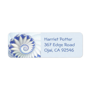 Mooi blauw en wit Zee Shell Fine Fractal Art Etiket