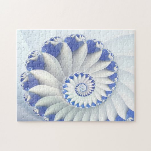 Mooi blauw en wit Zee Shell Fine Fractal Art Legpuzzel (Horizontaal)