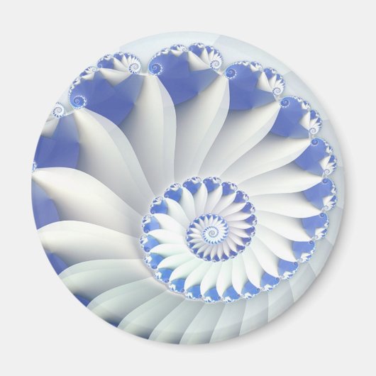 Mooi blauw en wit Zee Shell Fine Fractal Art Magneet (Voorkant)
