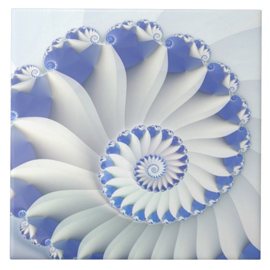 Mooi blauw en wit Zee Shell Fine Fractal Art Tegeltje (Voorkant)