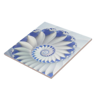 Mooi blauw en wit Zee Shell Fine Fractal Art Tegeltje