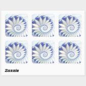 Mooi blauw en wit Zee Shell Fine Fractal Art Vierkante Sticker (Vel)