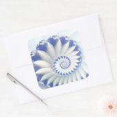 Mooi blauw en wit Zee Shell Fine Fractal Art Vierkante Sticker (Envelop)