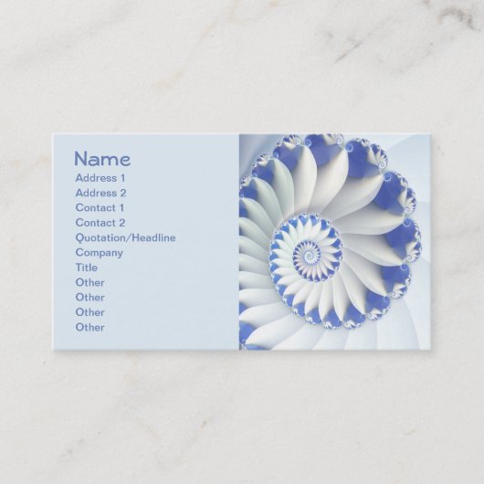 Mooi blauw en wit Zee Shell Fine Fractal Art Visitekaartje (Voorkant)
