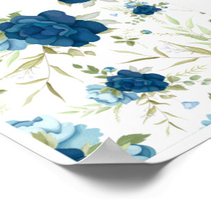 Mooi blauw Floral naadloos patroon Poster