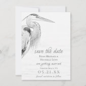 Mooi blauw heron waterbaden bruiloft save the date (Voorkant)