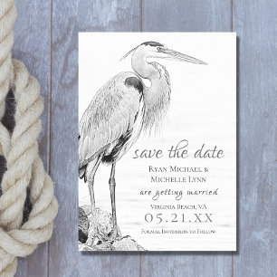 Mooi blauw heron waterbaden bruiloft save the date