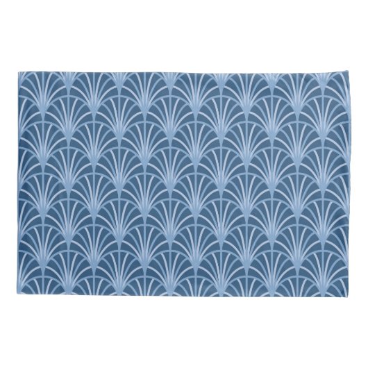 Mooi blauw  Japans ventilatorpatroon Kussensloop (Achterkant-Links)