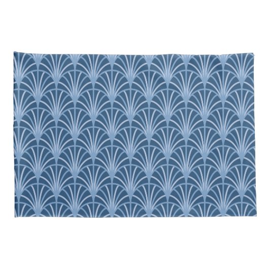 Mooi blauw  Japans ventilatorpatroon Kussensloop (Achterkant-Rechts)