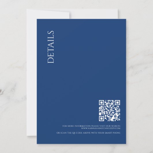 Mooi Blauw met QR Code Bruiloft Kaart (Achterkant)