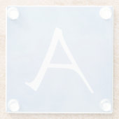 Mooi blauw Monogram Glazen Onderzetter (Achterkant)