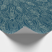 Mooi blauw ornament, vrolijk kerstfeest cadeaupapier (Hoek)