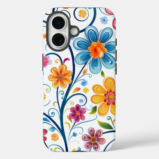 Mooi blauw, roze, gele bloemen illustratie Case-Mate iPhone case (Achterkant)