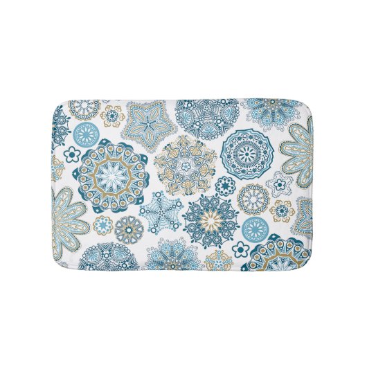 Mooi blauw ventilatorpatroon Mandala Pattern Badmat (Voorkant)