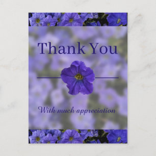 Mooi blauw Violet Petunias Dank je wel Briefkaart