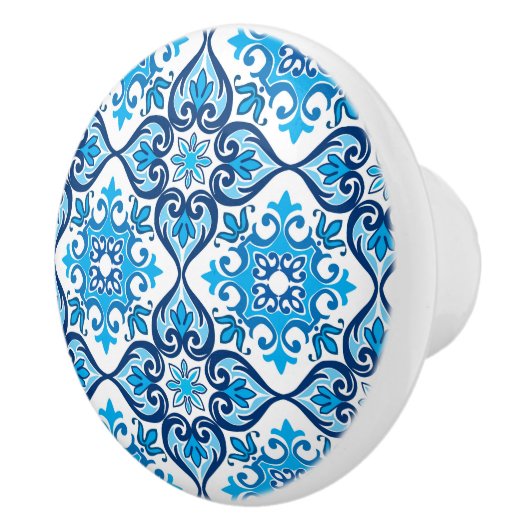 💙 mooi blauw - wit Azulejos X, Keramische Knop (Rechts)
