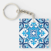 💙 mooi blauw - wit Azulejos X, Sleutelhanger (voorkant)