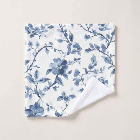Mooi blauw wit bloemmotief   bad handdoek (Wasdoekje)