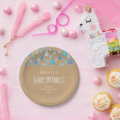 Mooi blauwe regendruppels Baby Sprinkle / Shower B Papieren Bordje (Feest)