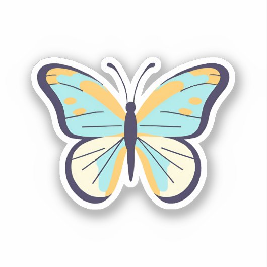 Mooi Blauwe Vlinder Sticker (Voorkant)