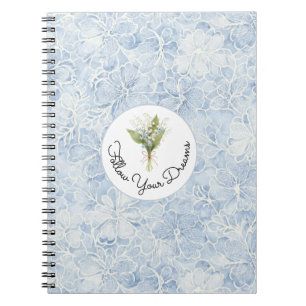 Mooi Blauwe Witte Bloemen Volg Je Dromen Notitieboek
