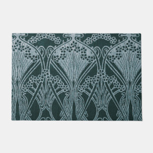 Mooi, blauwgroen zilver, art nouveau patroon, flor deurmat